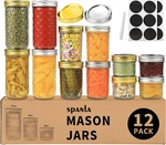 Mason Canning Jars, 12 Pack Glass Jelly With Regular Lids, Ideal. Fixed Price $41.51.