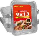 9X13 Aluminum Foil Pans With Lid, 10 Pack Disposable Trays Half Size Heavy Duty. Fixed Price $25.10.