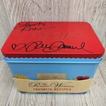 The Pioneer Woman Favorite Recipes Tin Signed Ree Drummond Red Blue Floral 2018. Fixed Price $35.99.