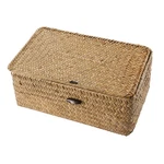 Rattan Storage Basket Makeup Organizer Multipurpose Container With Lid 23X13X.... Fixed Price $28.26.