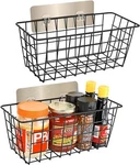 2 Pack Hanging Wall Wire Storage Baskets, Adhesive For Black. Fixed Price $20.52.