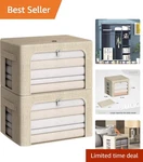 Luxe Set Of 2 Stackable Linen Storage Boxes With Clear Windows - 36L Medium Size. Fixed Price $52.24.