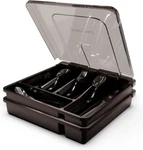 Qinol Silverware Holder With Lid, Double Layer Utensil Tray Cover Large Fla. Fixed Price $42.55.