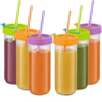 Glass Drinking Bottle Travel Mason Jar With Airtight Lids Straws 6 Pack Qinline. Fixed Price $30.58.
