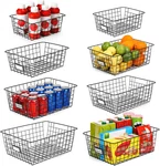 8 Set, Extra Large Wire Baskets For Organizing With Lables, Cabinet Pantry. Fixed Price $67.49.