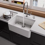 White 23" Smooth Apron Fireclay Single Bowl Farmhouse Kitchen Sink. Fixed Price $435.00.