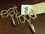 Square Nest Silver Metal Kitchen Wall-mount Hooks Set Of 2 "eat" "food". Fixed Price $13.50.