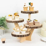 15 In Brown 4 Tier Round Natural Wood Cupcake Dessert Stand Party Decorations. Fixed Price $52.18.