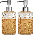 New Gladpure Soap Dispenser - Pack, 12 Oz Clear Diamond Design Glass Silver. Fixed Price $14.99.