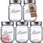 Paksh 5PC 16OZ Mason Jars With Lids, Airtight Food Storage Containers. Fixed Price $27.99.