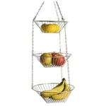 Home Kitchen Hanging Basket Storage Round Fruit Vegetables Wire Decor Organizer. Fixed Price $39.48.