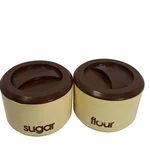 Vintage Sterilite Sugar And Flour Canisters Set Retro Kitchen Storage Brown. Fixed Price $37.50.