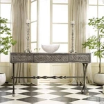 Melange 3-DRAWER Ravenna Console Table In Weathered Gray W/ Metal Base By Hooker. Fixed Price $2119.00.