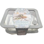 Gourmet Home 2PC 1.4L Square Glass Food Storage Container Set Vented Lids Gray. Fixed Price $24.99.