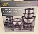 New Thyme & Table 32 Piece Stainless Steel Mixing Bowls And Food Prep Set. Fixed Price $49.99.