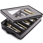 Silverware Storage Box Padded Dividers 5 Compartment Flatware Case Removable Lid. Fixed Price $32.63.