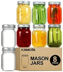 Kamota Mason Jars 16 Oz With Regular Lids Bands, Ideal For 8 Pack, Silver. Fixed Price $30.87.