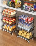 Okzest 3-TIER Rolling Pantry Floor Organizer And Layer Baskets, Black. Fixed Price $50.29.