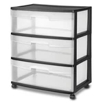 Sterilite Wide 3 Cart, Clear Plastic Storage Drawers, Wheels Included, Bl. Fixed Price $55.25.