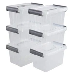 Plastic Storage Bins With Latching Lids, Stackable Containers For Org.... Fixed Price $35.74.