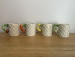 Set 4 Fitz & Floyd Basket Weave Vegetable Coffee Cups Mugs. Fixed Price $34.00.