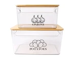Xbopetda Potato & Onion Storage, Bamboo Lid, Transparent. Fixed Price $42.64.