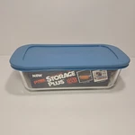 New Vtg Pyrex Storage Plus 1.5 Qt. Loaf Dish With Blue Lid Cover 7300 4X8 Glass. Fixed Price $30.80.