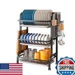 Hoisimdy 3-TIER Large Dish Drying Rack Kitchen Draining Space Saver. Fixed Price $80.86.