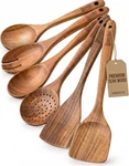 Boxiki Kitchen Luxury Teak Wood Utensil Set Elegant 6-PIECE Cooking Ensemble. Fixed Price $123.27.