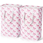 2 Pcs 80L Large Bow Pink Laundry Hamper Basket With Waterproof Inner Lining, .... Fixed Price $39.12.