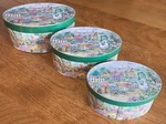 Vtg Cardboard Nesting Storage Boxes Set Of 3 Oval Country Cottage Ducks Garden. Fixed Price $15.99.