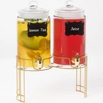 2-PACK 1-GALLON Glass Drink Dispensers W/ Lids, Gold Stand, Leak-proof Spigot. Fixed Price $49.39.