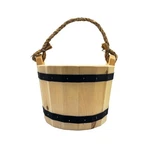 Good - Wooden Bucket 8" X 10" Water Wishing Well Pail With Rope Twine.... Fixed Price $82.81.
