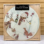 Counter Art 13" Tempered Glass Lazy Susan Snow Man Winter Woodland Christmas. Fixed Price $39.95.