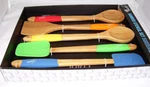 Fiesta 5 Piece Bamboo Utensil Set Cambridge New Silicone Handles Heads Hlc. Fixed Price $39.95.