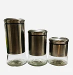 Mr. Coffee 3 Piece Stainless Steel Glass Canister Set Nice!. Fixed Price $54.99.