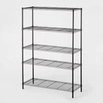 5 Tier Wide Wire Shelving Black - Brightroom : Adjustable Metal Storage Unit. Fixed Price $49.95.