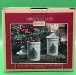 Spode Christmas Tree Spice Jars 4.5" Cinnamon & Nutmeg Set Of 2. Fixed Price $19.90.