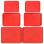 Pyrex 7212-PC 7211-PC 7210-PC Red Storage Container Lid 6PK New For Glass Dish. Fixed Price $23.99.
