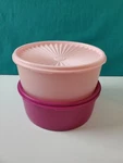 Tupperware Servalier Stacking Cookie Canisters One Touch Seal Pink Dark !. Fixed Price $51.99.