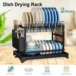 2-TIER Dish Rack Plate Cup Drying Drainer Home Storage Drip Tray Cutlery Holder. Fixed Price $29.57.