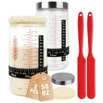 Keafont 2 Sourdough Starter Jars, 50OZ Extra Large Capacity Pack, Red. Fixed Price $44.26.