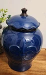 Tuscany Hand Painted Fleur De Lis Blue Cookie Jar, Canister 82022 By Ack. Fixed Price $31.27.