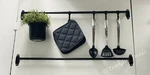 Ikea Hultarp Kitchen Bath Rail Rod Steel, Black 23 1/2" + 5 Hooks Set - New. Fixed Price $32.99.