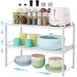 2 Pack 11 Width Expandable Kitchen Cabinet Organizer Shelves, Heavy Duty. Fixed Price $42.65.
