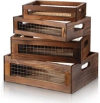 4 Pcs Wooden Nesting Countertop Baskets Set Size Storage Box Walnut. Fixed Price $74.45.