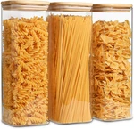 Comsaf Glass Spaghetti Pasta Storage Containers With Lids 2.2 Qt Set Of 3, Tall. Fixed Price $53.05.