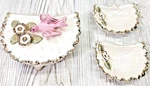 Lipper And Mann "coral Fan" 3PC Cig Set Trinket Box & Side Dishes Pink Birdjapan. Fixed Price $19.85.