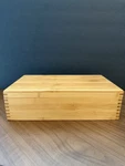 Natural Bamboo Storage Box W/ Hinged Lid, 8 Compartments. Fixed Price $16.95.