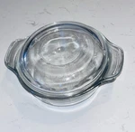 Vintage Anchor Hocking 12 Oz Clear Glass Casserole Dish With Tab-handled Lid. Fixed Price $12.99.